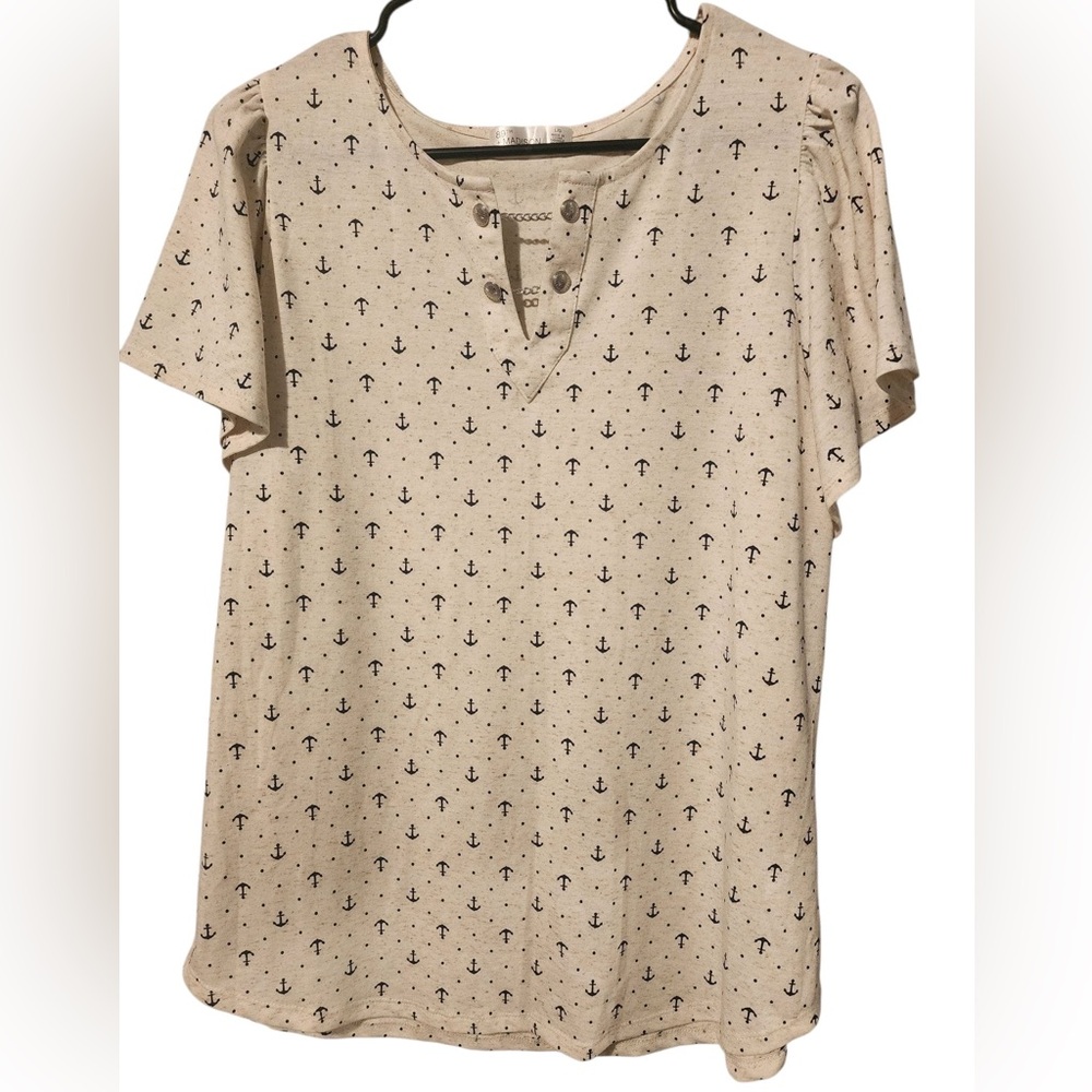 Madison Cream Anchor Pattern Top